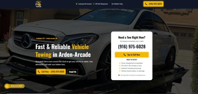 Sun City Tow Google Ads towing service landing page