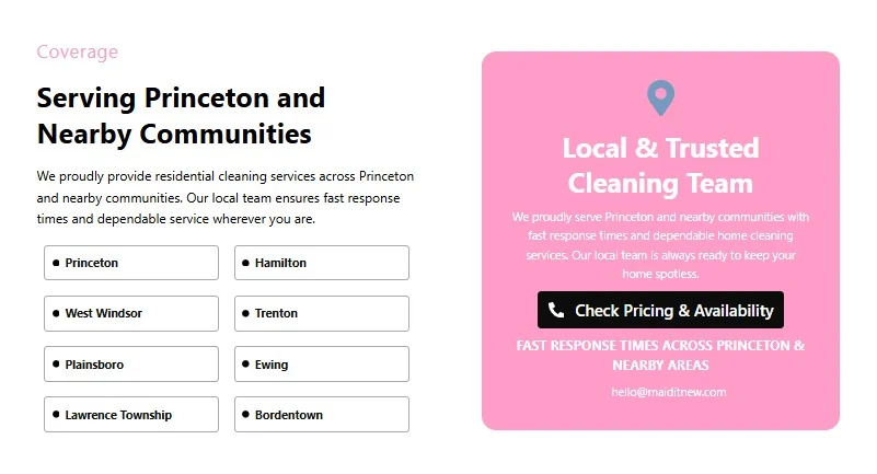 Maid It New website design, screen 6