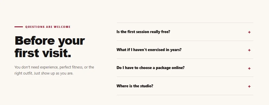Teddy's Total Body website design, screen 6