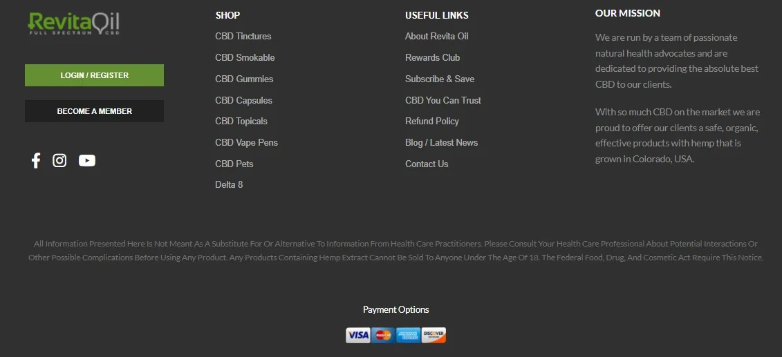Revita Oil website design, screen 6
