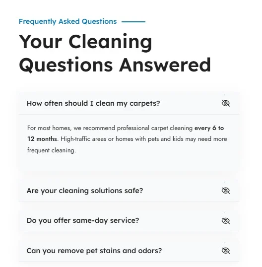 Hero Carpet Cleaning website design, screen 6
