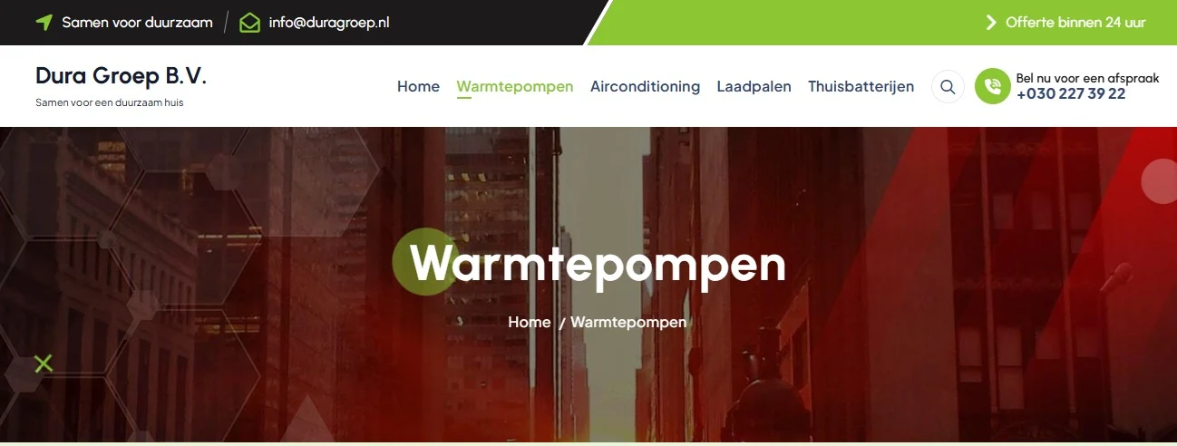 Dura Groep website design, screen 5