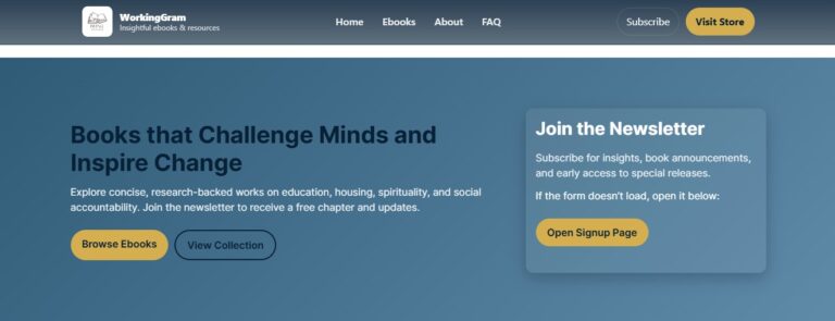 Being Informed Online book sales landing page design