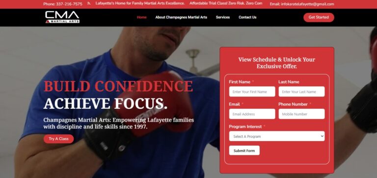 Karate Lafayette martial arts Google Ads landing page for confidence building