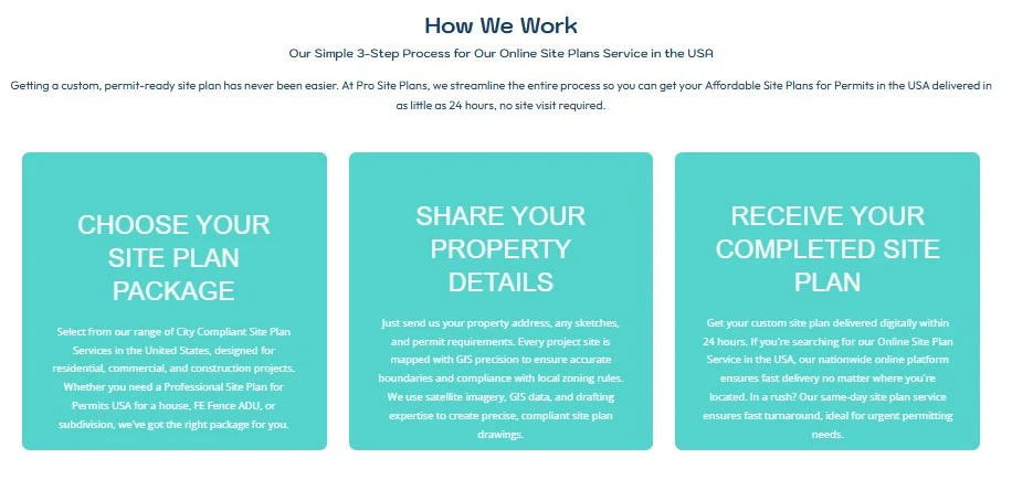 ProSitePlans website design, screen 6
