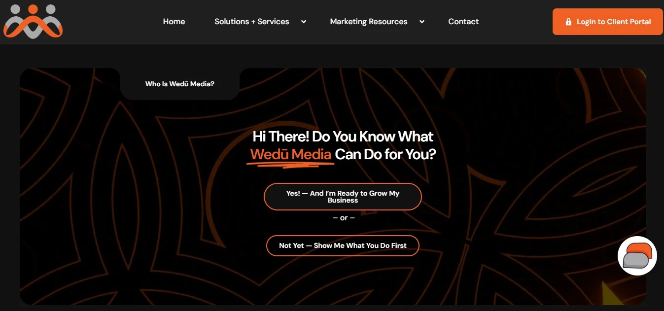 Wedu Media website design, screen 1