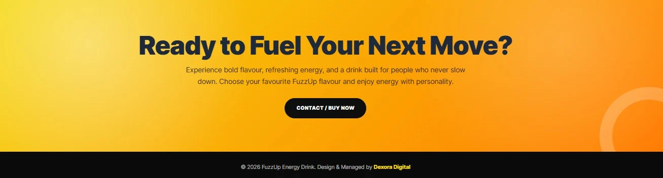 Fizzup Energy Drink website design, screen 7