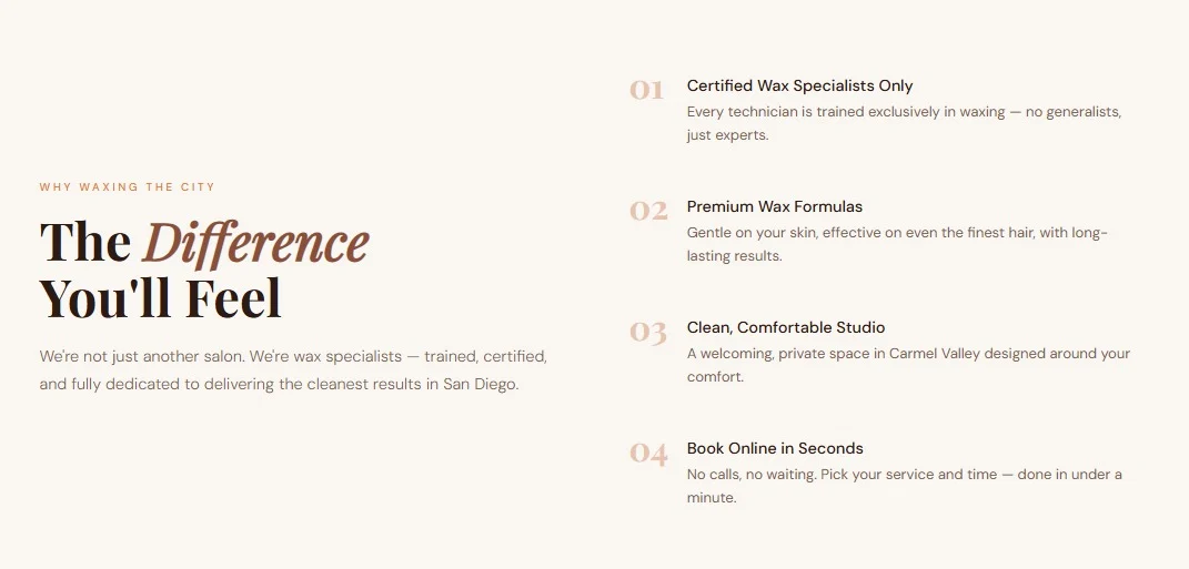 Waxing the City website design, screen 7
