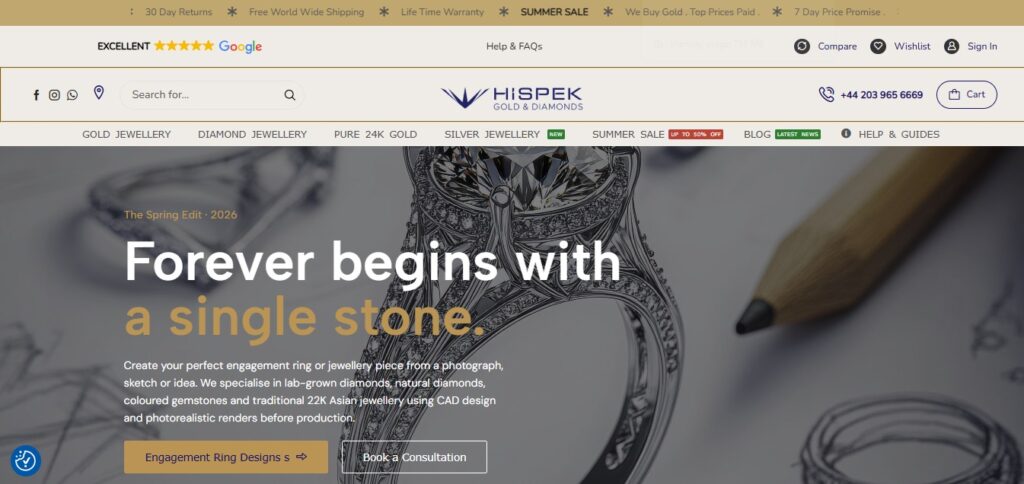 Hispek Diamonds — Luxury Diamond eCommerce Website Design
