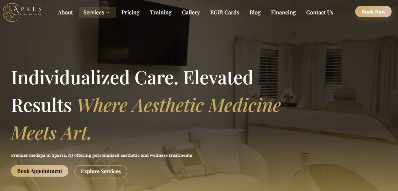 Apres Beauty and Wellness WordPress website design for beauty services