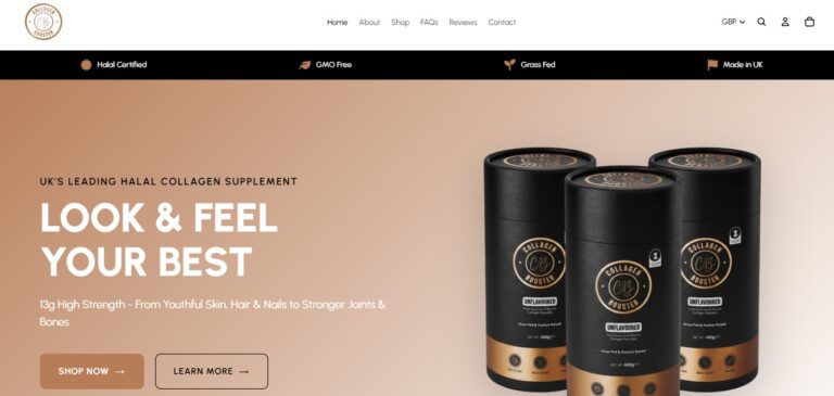 Collagen Booster health supplement eCommerce website design UK