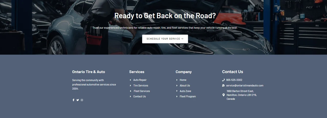Tire Services Website website design, screen 8