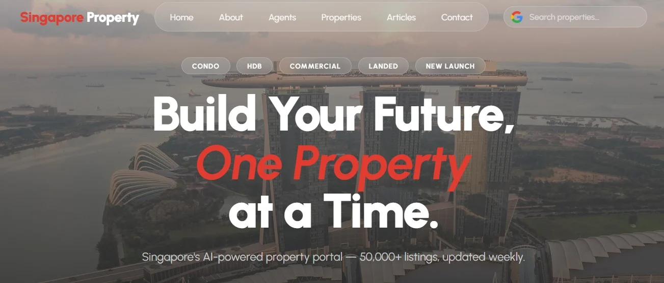 Singapore Property real estate WordPress website design and listings platform