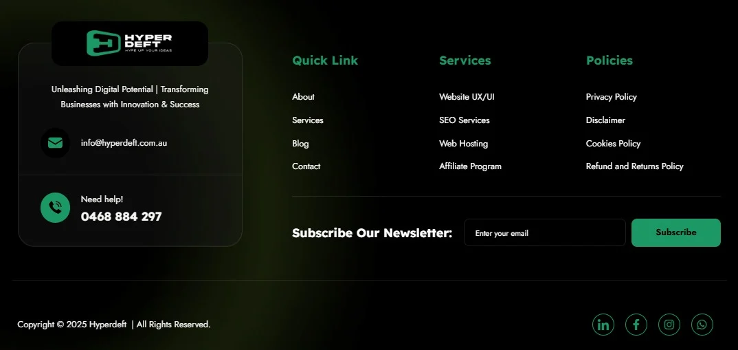 Hyperdeft website design, screen 9