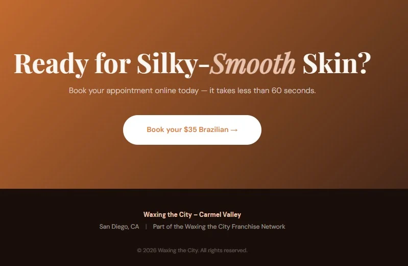Waxing the City website design, screen 9