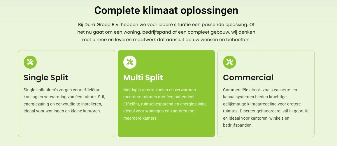 Dura Groep website design, screen 6