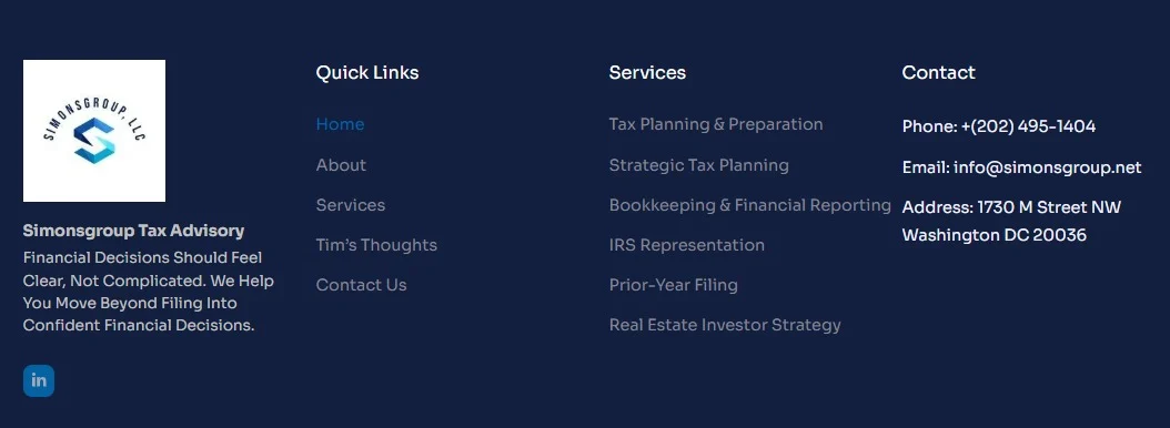 Simons Group website design, screen 8