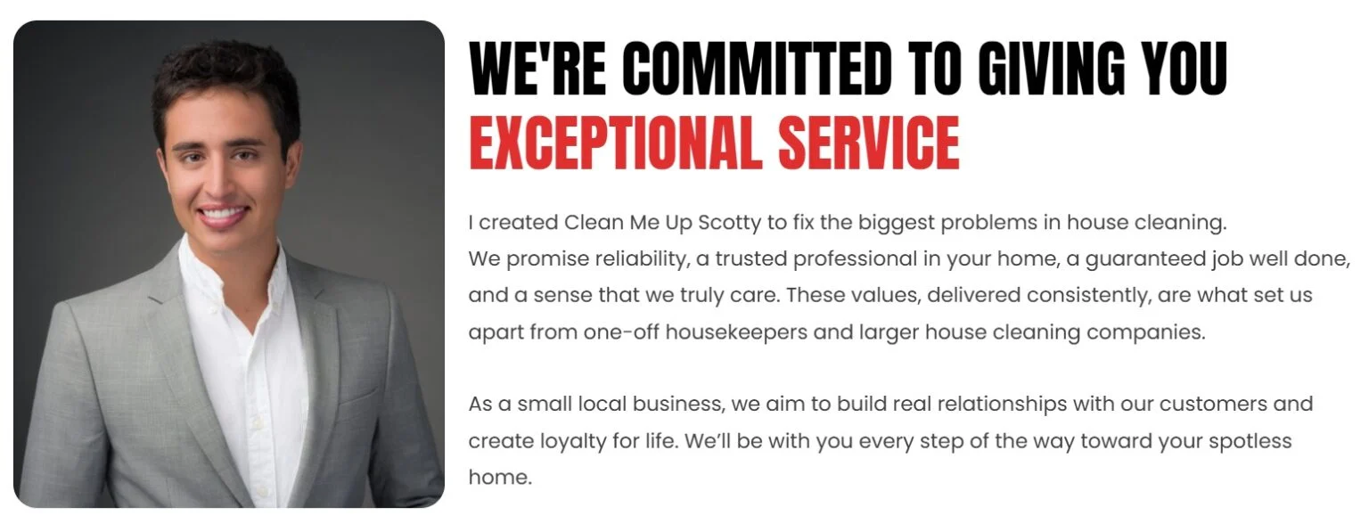 Clean Me Up Scotty website design, screen 5