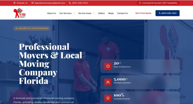 Legend Movers 4 You Florida moving company website design