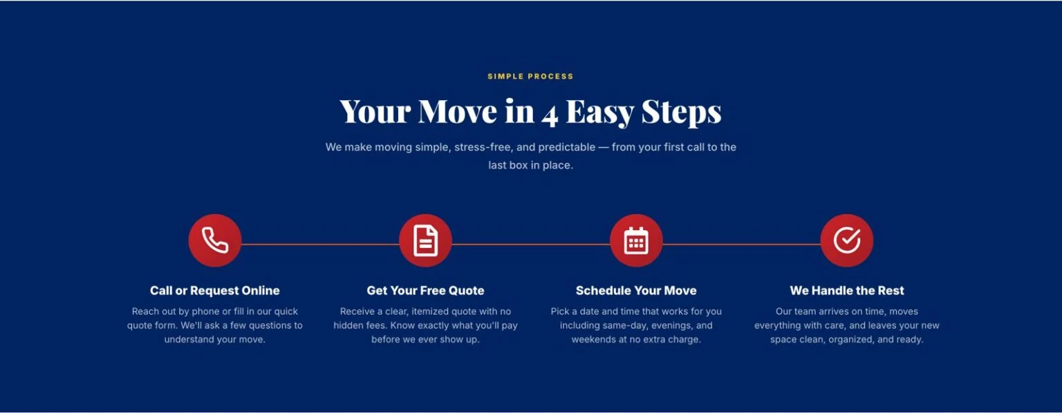 Legend Movers 4 You website design, screen 4