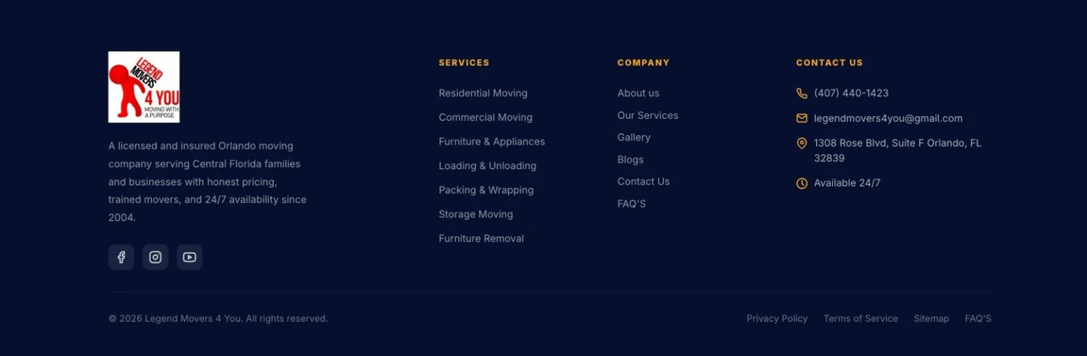 Legend Movers 4 You website design, screen 9