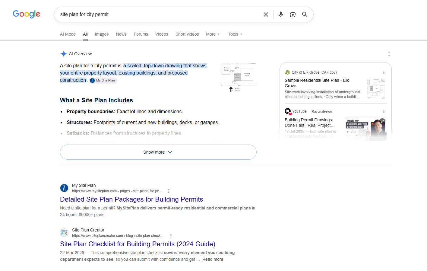 Google organic search results screenshot