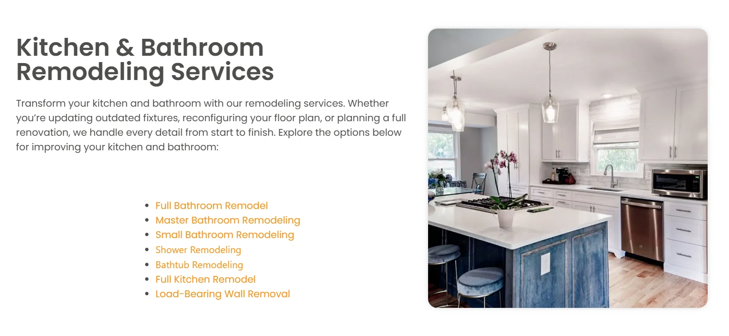Home Repair Service (HRS) website design, screen 3