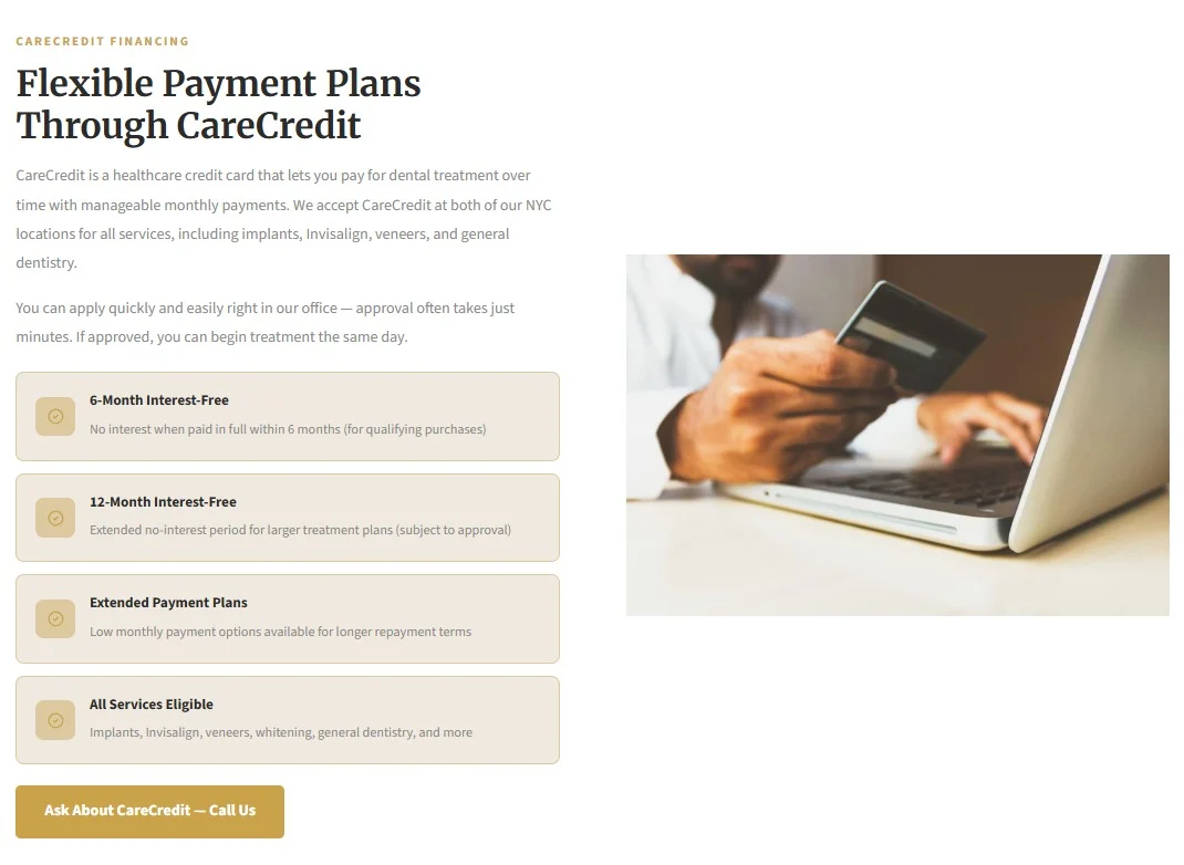 Shalom Dental website design, screen 7