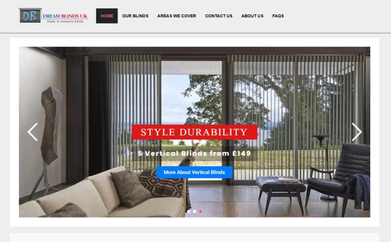 Blinds website design for Dream Blinds UK in Bradford West Yorkshire