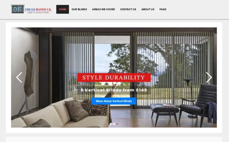 Blinds website design for Dream Blinds UK in Bradford West Yorkshire