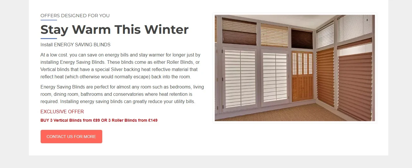 Dream Blinds UK website design, screen 5