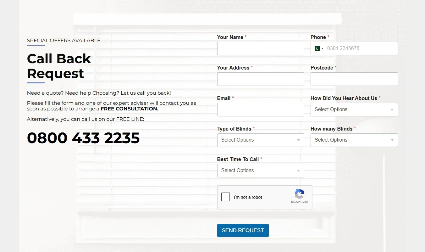 Dream Blinds UK website design, screen 6