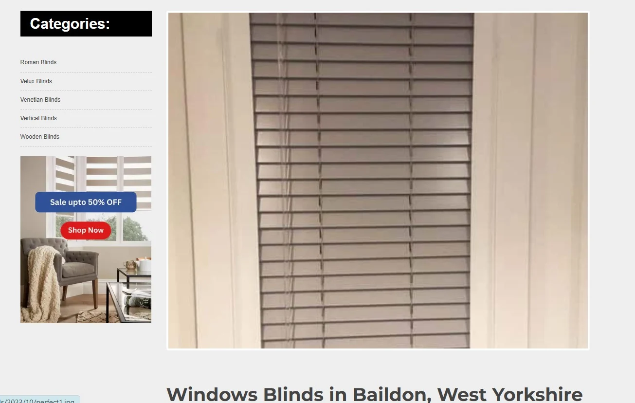 Dream Blinds UK website design, screen 7