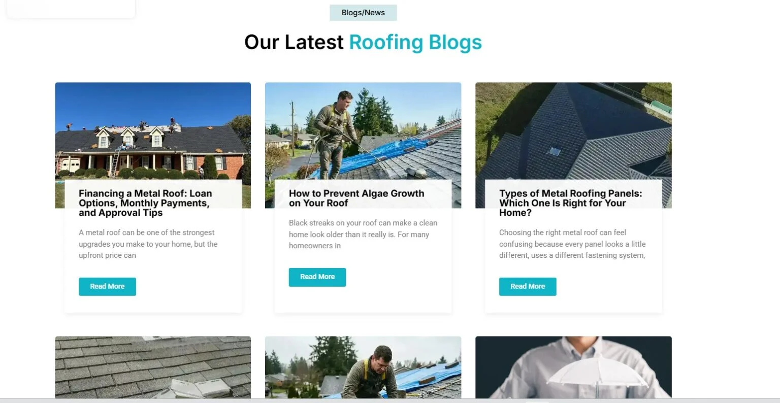 Covenant Roofing & Restoration / My Covenant Roofer website design, screen 5