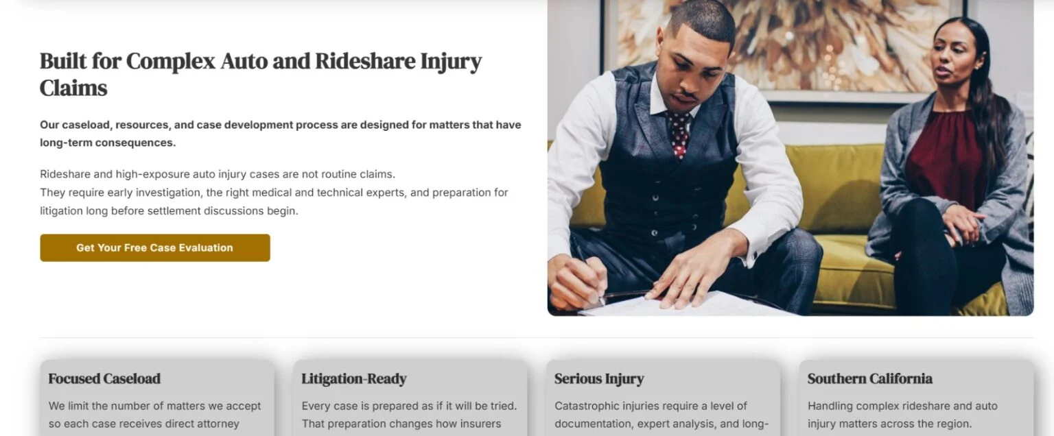 SoCal Crash Law website design, screen 4