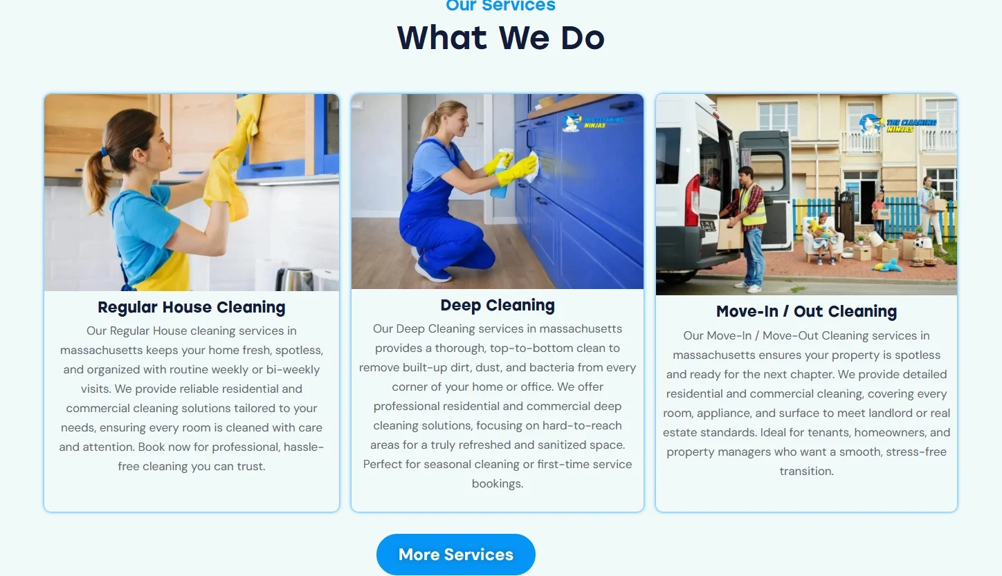 The Cleaning Ninjas website design, screen 4