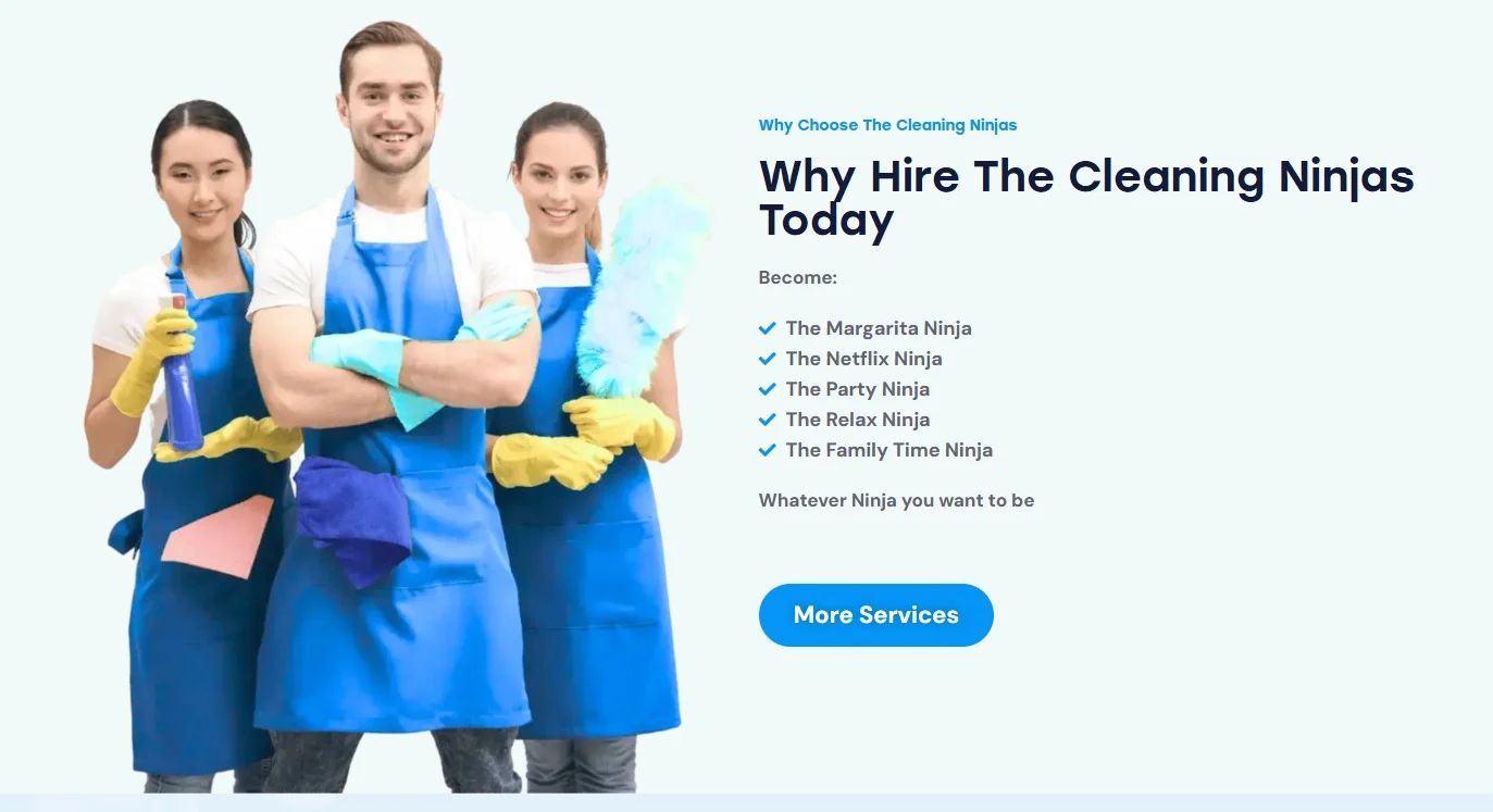 The Cleaning Ninjas website design, screen 5