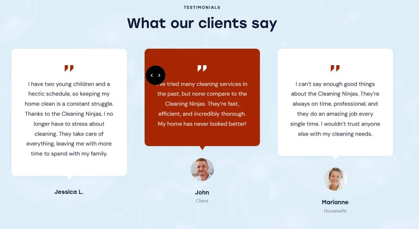 The Cleaning Ninjas website design, screen 6
