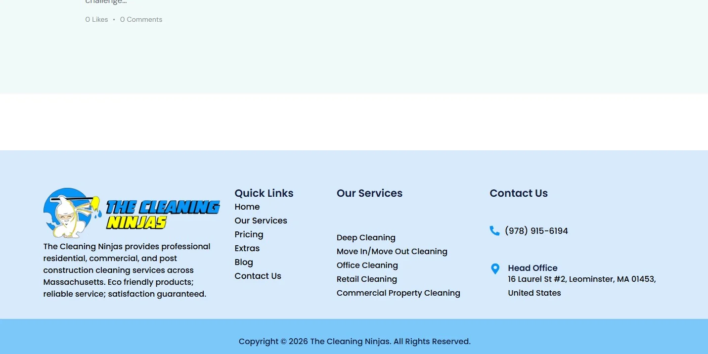 The Cleaning Ninjas website design, screen 7