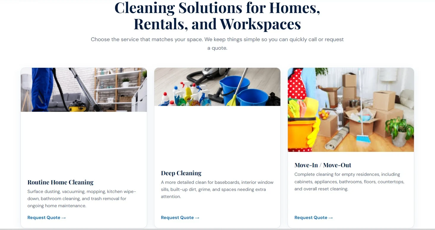 First State Cleaning Company website design, screen 2