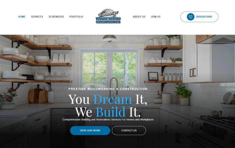 `Woodworking website design for Prestige Woodworking in Southern California`