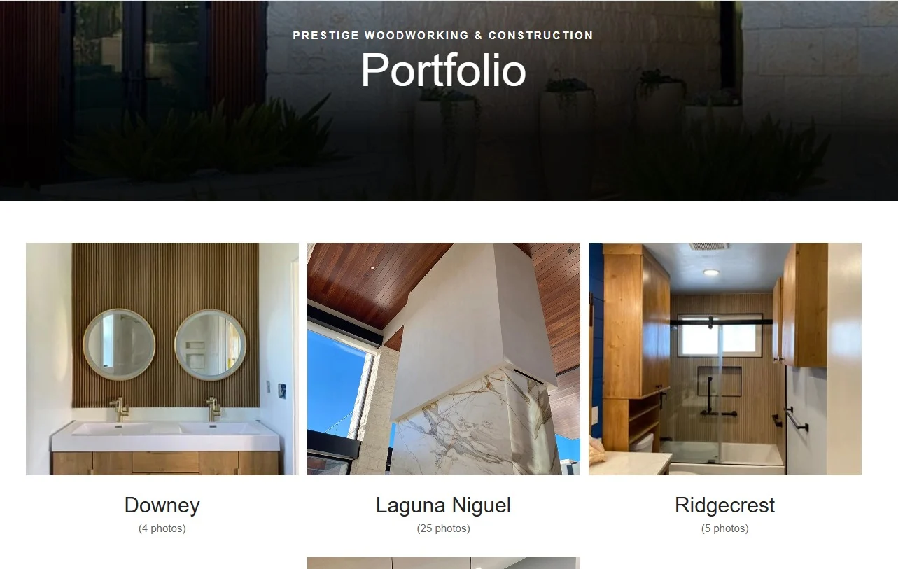 Prestige Woodworking & Construction website design, screen 7