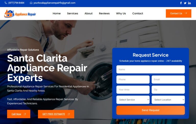 `Appliance repair website design for Local Appliance Repairman`