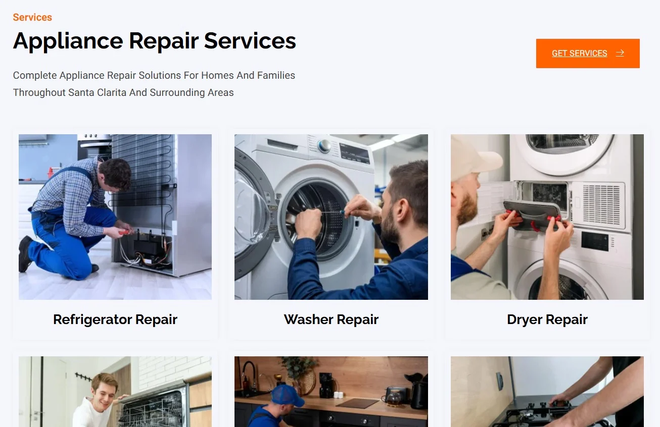 Local Appliance Repairman website design, screen 2