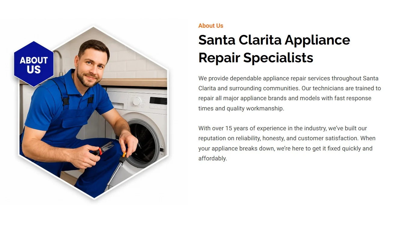 Local Appliance Repairman website design, screen 3