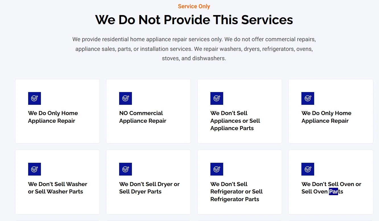 Local Appliance Repairman website design, screen 4