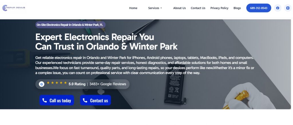 Electronics Repair Website Design Orlando, Florida