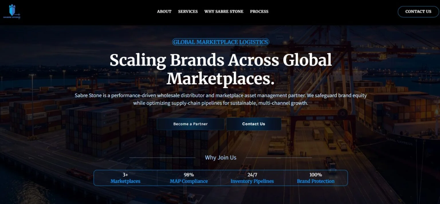 Sabre Stone website design, screen 1
