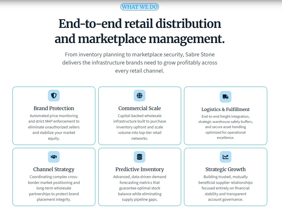 Sabre Stone website design, screen 3