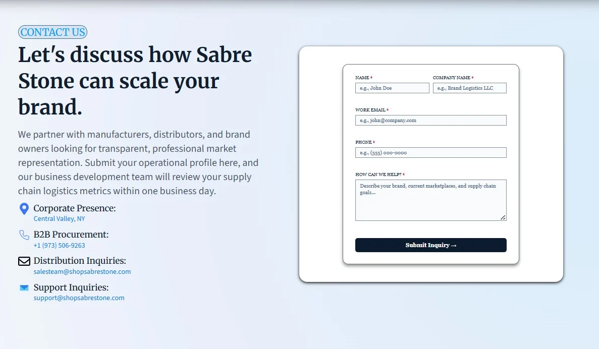 Sabre Stone website design, screen 7